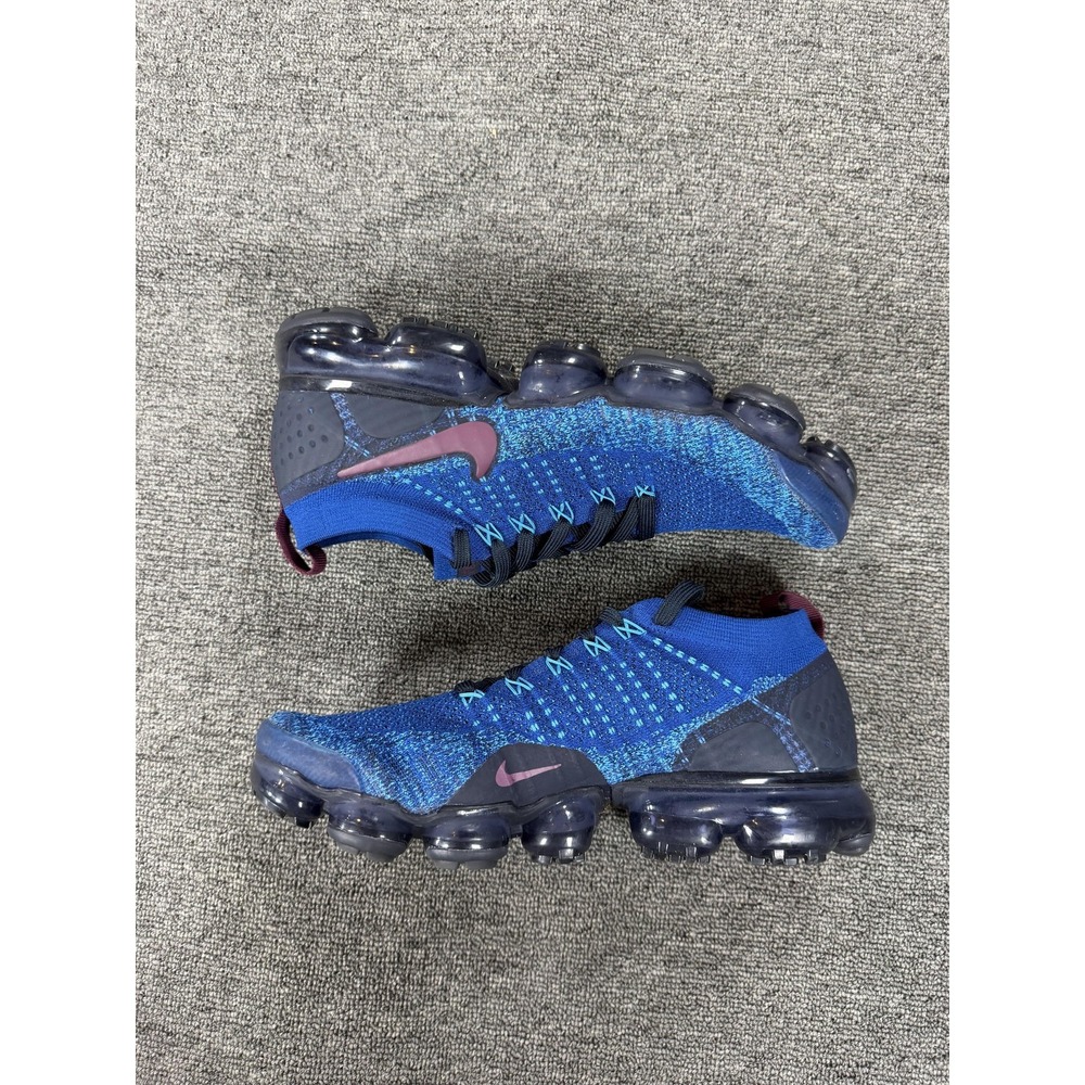 Nike Air VaporMax Flyknit 2 Shoes Mens 8 Blue Maroon Sneakers 942842-401 - Picture 6 of 14